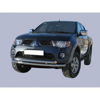 Нижняя защита переднего бампера (двойной ус) MITSUBISHI L200  2006+/PAJERO SPORT 2008