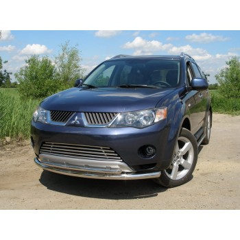 Нижняя защита переднего бампера "двойной ус"  MITSUBISHI OUTLANDER XL 2007