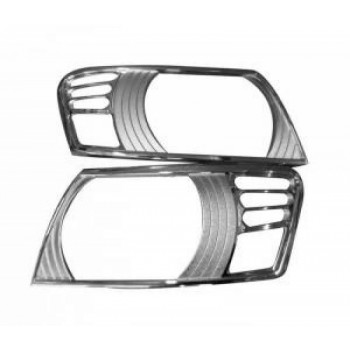 Хромированные накладки на передние фары Pajero 3