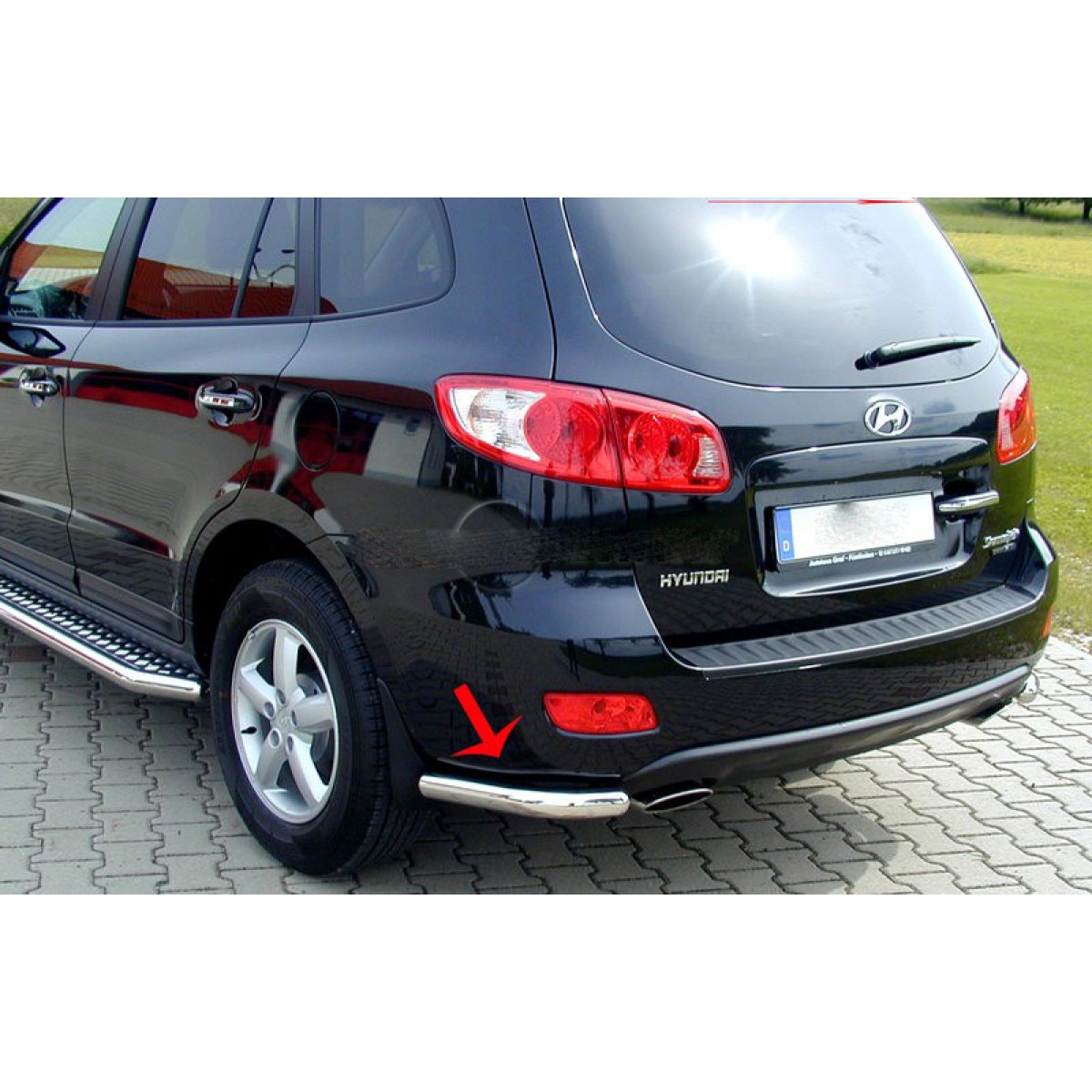 Как снять задний бампер на санта фе Угловая защита заднего бампера HYUNDAI SANTA FE 2007+