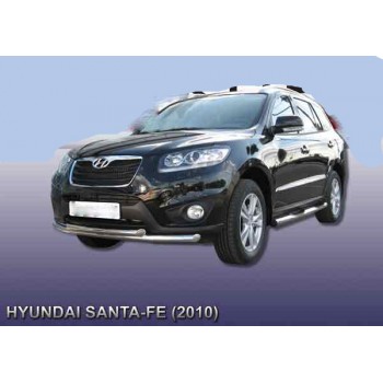 Защита переднего бампера низкая "двойной ус"  HYUNDAI SANTA FE 2010-2012