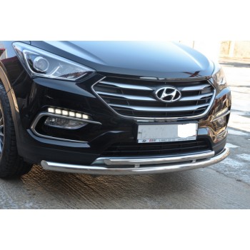 Защита переднего бампера Hyundai Santa fe 2016-2018