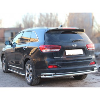 Защита заднего бампера сплошная с углами KIA SORENTO PRIME
